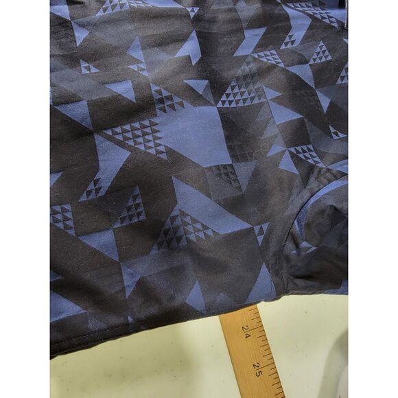 Men's Bugatchi Uomo Shaped Fit Navy Blue Geometric Long Sleeve Shirt - Large - Picture 7 of 8